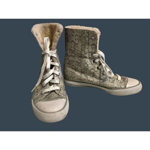 Coach Bonney Shearling Lined Hi Top sneakers Size 6B
